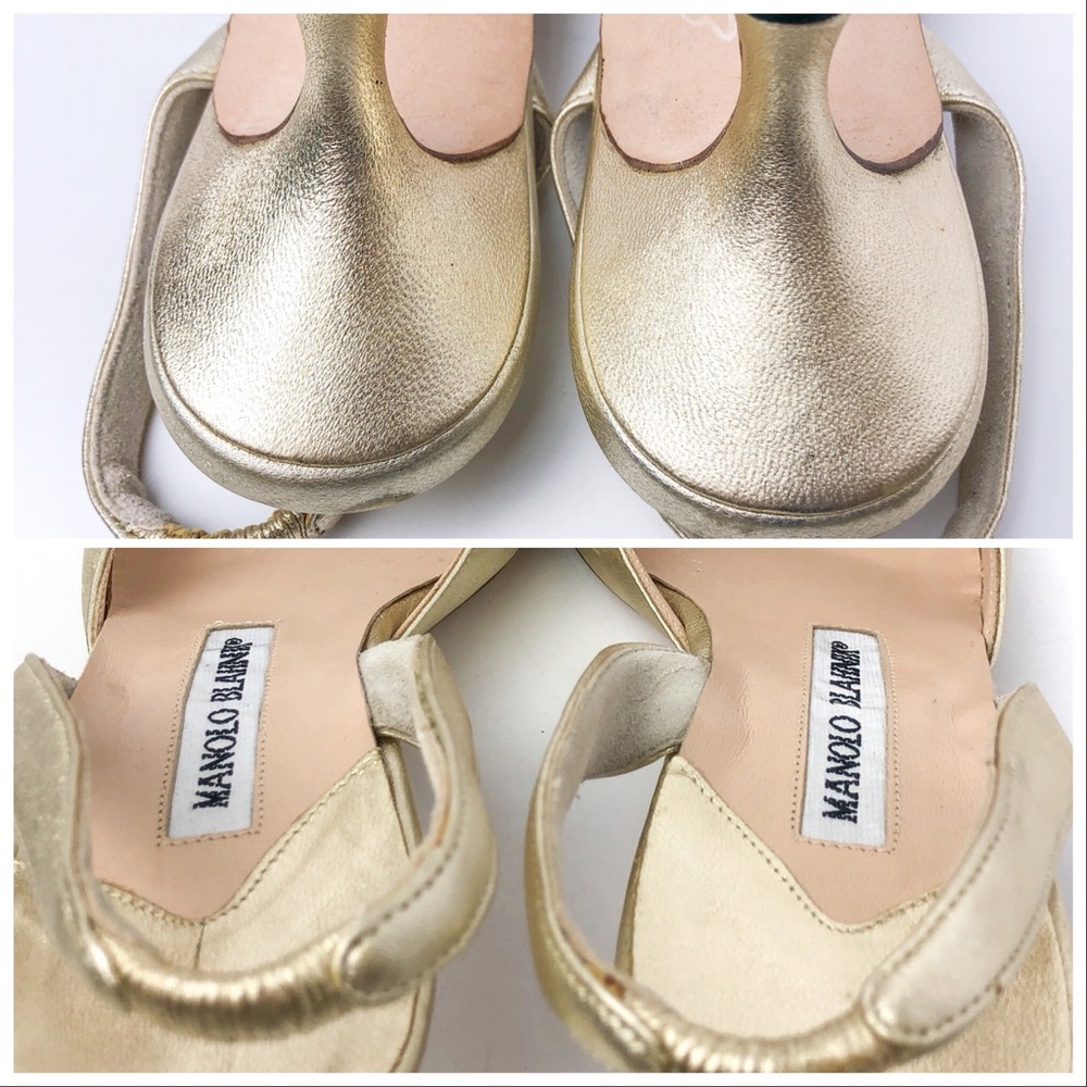 Manolo Blahnik Carolyne Metallic Leather Slingback - Picture 7 of 8